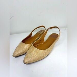 Dolce Vita Rattan Woven Pointed Toe Slingback Sandals Tan Beige 10